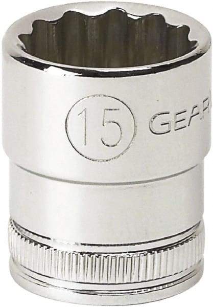 GearWrench - 3/8" Drive, Standard Hand Socket - 12 Points, 0.984" OAL, Alloy Steel, Full Polish Finish - USA Tool & Supply