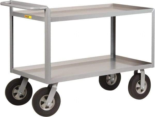 Little Giant - 1,500 Lb Capacity, 30" Wide x 54" Long x 38-1/2" High Shelf Cart - 2 Shelf, Steel, 2 Rigid/2 Swivel Casters - USA Tool & Supply