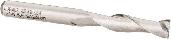 DORMER - 2 Flute Cobalt Roughing & Finishing Square End Mill - Uncoated, Straight Shank, 30° Helix, Centercutting, Extra Long Length - USA Tool & Supply