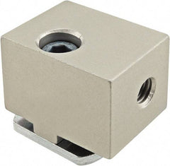 80/20 Inc. - Open Shelving Panel Mount Block - Aluminum, Clear Anodized Finish, Use with 25 Series & Bolt Kit 13-6316 - USA Tool & Supply