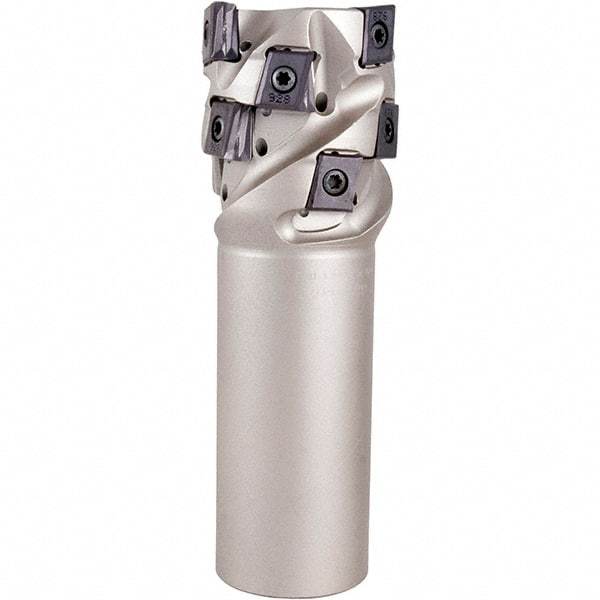 Iscar - 40mm Cut Diam, 36mm Max Depth of Cut, 32mm Shank Diam, 115mm OAL, Indexable Square Shoulder End Mill - T490 LN.T 1306 Inserts, Weldon Shank, 90° Lead Angle, Through Coolant, Series Helitang - USA Tool & Supply
