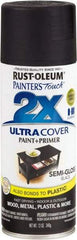 Rust-Oleum - Black, Semi Gloss, Enamel Spray Paint - 8 Sq Ft per Can, 12 oz Container, Use on Multipurpose - USA Tool & Supply