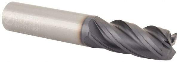Made in USA - 1/2", 4 Flute, Single End, Solid Carbide, 0.06" Corner Radius End Mill - 3" OAL, Right Hand Flute, 1-1/4" LOC, Right Hand Cut - USA Tool & Supply