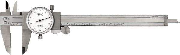 Mahr - 0" to 6" Range, 0.001" Graduation, 0.1" per Revolution, Dial Caliper - Black Face, 40mm Jaw Length - USA Tool & Supply