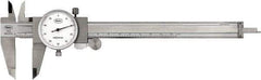 Mahr - 0mm to 150mm Range, 0.02 mm Graduation, 2mm per Revolution, Dial Caliper - White Face, 40mm Jaw Length - USA Tool & Supply