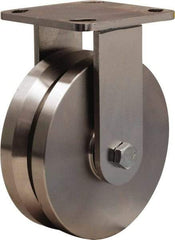 Hamilton - 6" Diam x 2" Wide, Stainless Steel Swivel Caster - 1,200 Lb Capacity, Top Plate Mount, 4" x 5" Plate, Delrin Bearing - USA Tool & Supply