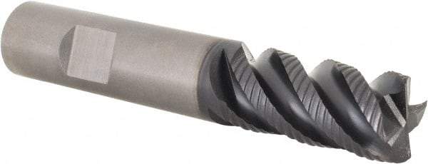 Kennametal - 5/8" Diam, Coarse Pitch, 1-1/4" LOC, 4 Flute Solid Carbide 0.04" Corner Radius Roughing End Mill - TiAlN Finish, 3-1/2" OAL, 5/8" Shank Diam, Single End, Centercutting, 45° Helix - USA Tool & Supply