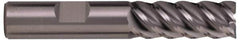 Kennametal - 5/8", 6 Flute, Single End, Solid Carbide, 0.04" Corner Radius End Mill - 5" OAL, 20° Helix, Right Hand Flute, 0.033" LOC, Right Hand Cut, 2" Extended Reach - USA Tool & Supply