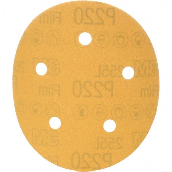 3M - 5" Diam, 220 Grit, Aluminum Oxide Hook & Loop Disc - Extra Fine Grade, Coated, Series 255L - USA Tool & Supply