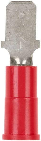 3M - 22 to 18 AWG, Vinyl, Partially Insulated, Male Wire Disconnect - 3/16 Inch Wide Tab, Red - USA Tool & Supply