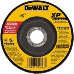 DeWALT - 24 Grit, 6" Wheel Diam, 3/32" Wheel Thickness, 7/8" Arbor Hole, Type 27 Depressed Center Wheel - Zirconia Alumina, Resinoid Bond, 10,100 Max RPM - USA Tool & Supply
