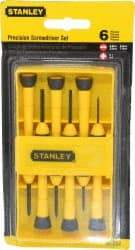 Stanley - 6 Piece Phillips & Slotted Screwdriver Set - Bit Sizes: Philips #0 - USA Tool & Supply