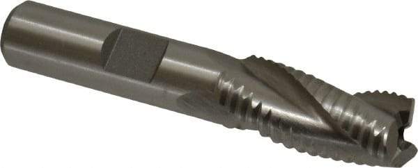 Interstate - 7/16" Diam, Fine Pitch, 1" LOC, 3 Flute Cobalt Roughing Square End Mill - Uncoated, 2-5/16" OAL, 3/8" Shank Diam, Single End - USA Tool & Supply