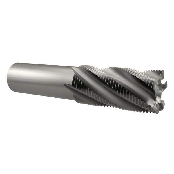 Interstate - 1" Diam, Fine Pitch, 2" LOC, 5 Flute Cobalt Roughing Square End Mill - Uncoated, 4-1/4" OAL, 3/4" Shank Diam, Single End - USA Tool & Supply