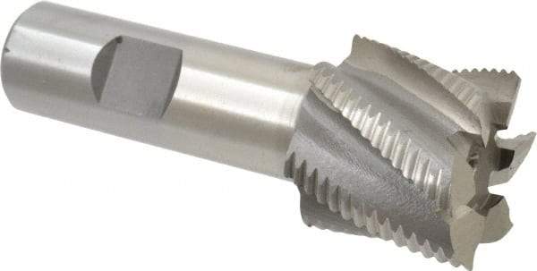 Interstate - 1-1/4" Diam, Fine Pitch, 1-1/8" LOC, 6 Flute Cobalt Roughing Square End Mill - Uncoated, 3-3/8" OAL, 3/4" Shank Diam, Single End - USA Tool & Supply