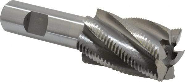 Interstate - 1-1/4" Diam, Fine Pitch, 2" LOC, 6 Flute Cobalt Roughing Square End Mill - Uncoated, 4-1/4" OAL, 3/4" Shank Diam, Single End - USA Tool & Supply