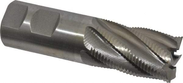 Interstate - 1-1/4" Diam, Fine Pitch, 2" LOC, 6 Flute Cobalt Roughing Square End Mill - Uncoated, 4-1/2" OAL, 1-1/4" Shank Diam, Single End - USA Tool & Supply