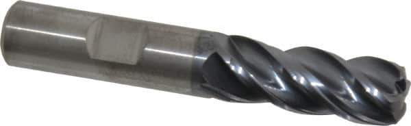 Kennametal - 1/2", 4 Flute, Solid Carbide, 0.12" Corner Radius End Mill - 3" OAL, 1-1/4" LOC - USA Tool & Supply