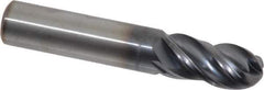 Kennametal - 7/16" Diam, 7/8" LOC, 4 Flute Solid Carbide Ball End Mill - AlTiN Finish, Single End, 2-1/2" OAL, 7/16" Shank Diam, Spiral Flute - USA Tool & Supply