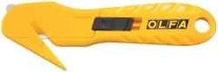 Olfa - Retractable Utility Knife - 1.58" High Carbon Tool Steel Blade, Yellow Nylon-6 Polyamide Handle, 1 Blade Included - USA Tool & Supply