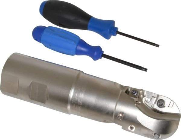 Seco - 2" Cut Diam, 2-3/4" Max Depth of Cut, 2" Shank Diam, 7.96" OAL, Indexable Ball Nose End Mill - Straight Shank, R218.20 Toolholder, 218.20-250.R/SCET 12 Insert - USA Tool & Supply