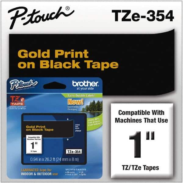 Brother - 1" Wide, Black Tape Cassette - For Label Maker - USA Tool & Supply