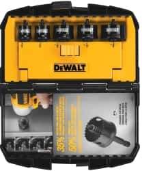 DeWALT - 5 Piece, 3" to 1-3/8" Saw Diam, Impact Rated Hole Saw Kit - Bi-Metal, Toothed Edge, Includes 5 Hole Saws - USA Tool & Supply