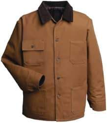 PRO-SAFE - Size L General Purpose Jacket - Brown, Cotton & Polyester, Buttons Closure - USA Tool & Supply