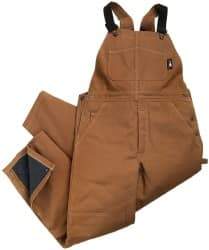 PRO-SAFE - Size L, Brown, Zipper, Cold Weather Bib Overall - Cotton, Nylon, 5 Pockets, Elastic Suspenders, Reinforced Knees, Brass Leg Zipper - USA Tool & Supply
