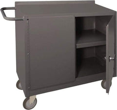 Durham - 1,200 Lb Capacity, 18" Wide x 36" Long x 39-3/4" High Mobile Cart - 2 Door, 1 Shelf, Steel, 2 Rigid/2 Swivel Casters - USA Tool & Supply