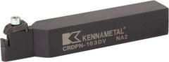 Kennametal - CRDP, Neutral Cut, 0° Lead Angle, 25mm Shank Height x 25mm Shank Width, Neutral Rake Indexable Turning Toolholder - 151.25mm OAL, RPGX060400E Insert Compatibility, Series V-Bottom Round - USA Tool & Supply