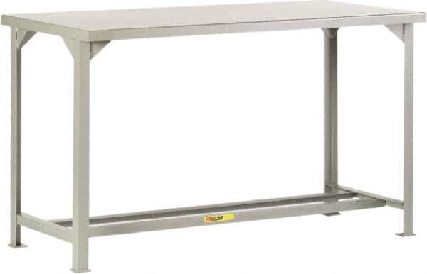 Little Giant - 72 Wide x 30" Deep x 36" High, 12 Gauge Steel Workbench - Fixed Legs, Gray - USA Tool & Supply