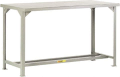 Little Giant - 72 Wide x 30" Deep x 36" High, 12 Gauge Steel Workbench - Fixed Legs, Gray - USA Tool & Supply