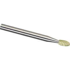 Made in USA - 1/4" Cut Diam, 1/4" Shank Diam, Oval Head Chipbreaker Cut Burr - Carbide, 3/8" LOC, 2" OAL - USA Tool & Supply