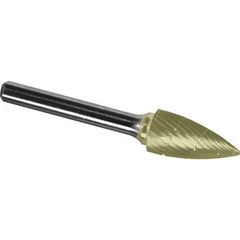 Made in USA - 3/8" Cut Diam, 1/4" Shank Diam, Tree Head Chipbreaker Cut Burr - Carbide, 3/4" LOC, 2-1/2" OAL - USA Tool & Supply
