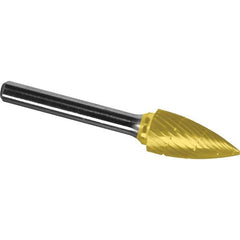 Made in USA - 9.5mm Cut Diam, 0.2362" Shank Diam, Tree Head Chipbreaker Cut Burr - Carbide, 19mm LOC, 64mm OAL - USA Tool & Supply