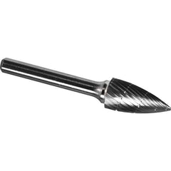 Made in USA - 1/4" Cut Diam, 1/8" Shank Diam, Tree Head Chipbreaker Cut Burr - Carbide, 1/2" LOC, 2" OAL - USA Tool & Supply