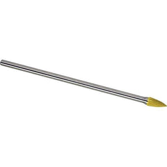 Made in USA - 1/2" Cut Diam, 1/4" Shank Diam, Tree Head Single Cut Burr - Carbide, 1" LOC, 6-3/4" OAL - USA Tool & Supply