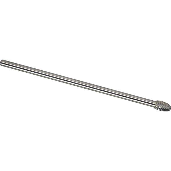 Made in USA - 1/2" Cut Diam, 0.2362" Shank Diam, Oval Head Single Cut Burr - Carbide, 22mm LOC, 172mm OAL - USA Tool & Supply
