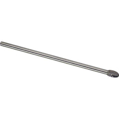Made in USA - 1/2" Cut Diam, 0.2362" Shank Diam, Oval Head Single Cut Burr - Carbide, 22mm LOC, 172mm OAL - USA Tool & Supply