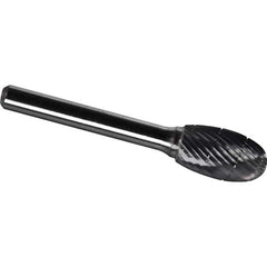 Made in USA - 1/2" Cut Diam, 1/4" Shank Diam, Oval Head Chipbreaker Cut Burr - Carbide, 7/8" LOC, 2-5/8" OAL - USA Tool & Supply
