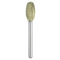 Made in USA - 16mm Cut Diam, 0.2362" Shank Diam, Oval Head Double Cut Burr - Carbide, 25mm LOC, 70mm OAL - USA Tool & Supply
