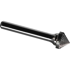Made in USA - 19mm Cut Diam, 0.2362" Shank Diam, Cone Head Diamond Cut Burr - Carbide, 9.5mm LOC, 54.5mm OAL - USA Tool & Supply