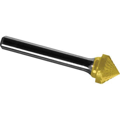 Made in USA - 19mm Cut Diam, 0.2362" Shank Diam, Cone Head Diamond Cut Burr - Carbide, 9.5mm LOC, 54.5mm OAL - USA Tool & Supply