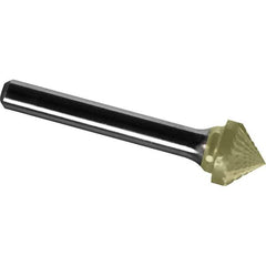 Made in USA - 3/4" Cut Diam, 1/4" Shank Diam, Cone Head Diamond Cut Burr - Carbide, 3/8" LOC, 2-1/8" OAL - USA Tool & Supply