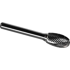Made in USA - 19mm Cut Diam, 0.2362" Shank Diam, Oval Head Chipbreaker Cut Burr - Carbide, 25mm LOC, 70mm OAL - USA Tool & Supply