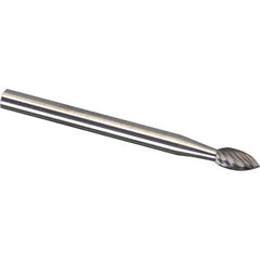 Made in USA - 1/8" Cut Diam, 1/8" Shank Diam, Carbide Double Cut Tree Burr - USA Tool & Supply