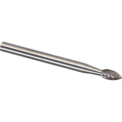 Made in USA - 3mm Cut Diam, 0.1181" Shank Diam, Tree Head Aluma Cut Burr - Carbide, 12.7mm LOC, 50mm OAL - USA Tool & Supply
