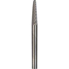 Made in USA - 6mm Cut Diam, 0.2362" Shank Diam, Cone Head Single Cut Burr - Carbide, 16mm LOC, 50mm OAL - USA Tool & Supply