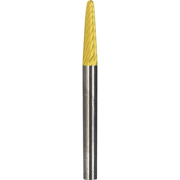 Made in USA - 6mm Cut Diam, 0.2362" Shank Diam, Cone Head Diamond Cut Burr - Carbide, 16mm LOC, 50mm OAL - USA Tool & Supply